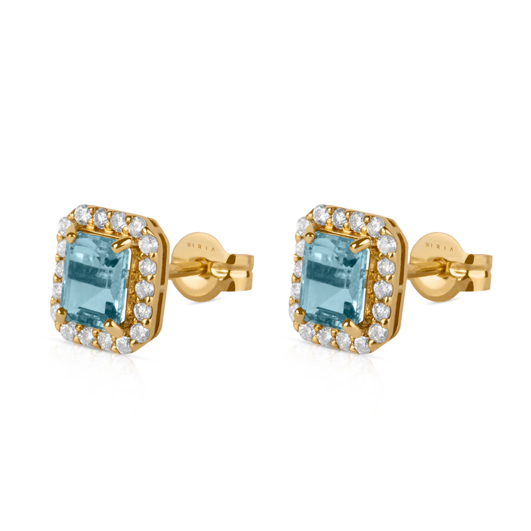 Aretes Halo Baguette | 5x4 mm